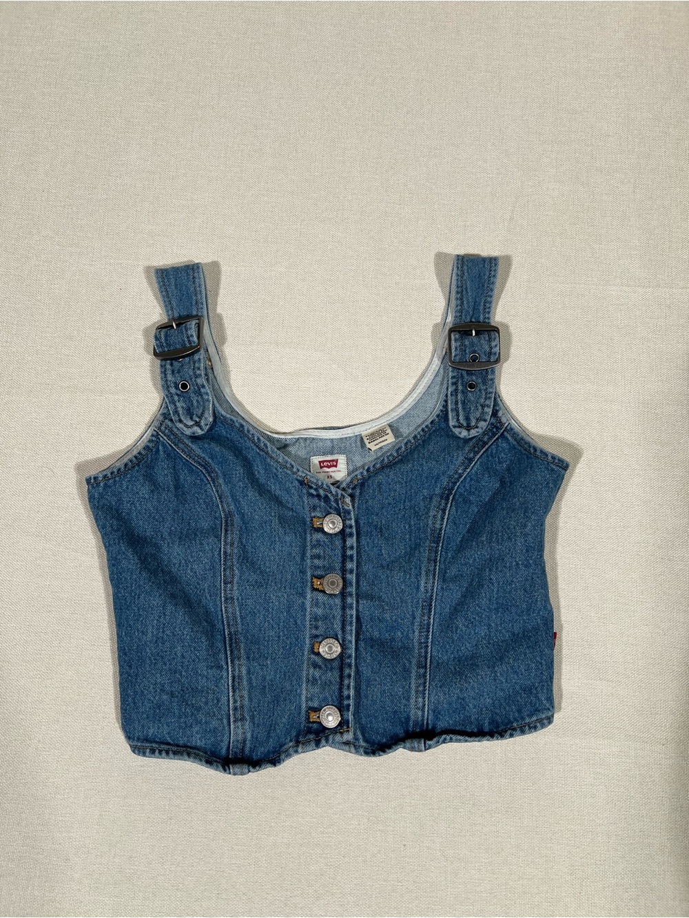 Levi's Girls Blue Denim Buckle-Strap Tank Top